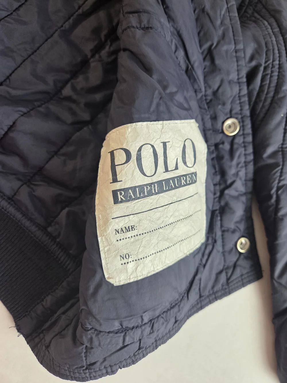 Polo by Ralph Lauren Navy Quilted Snap Jacket with Red Pony